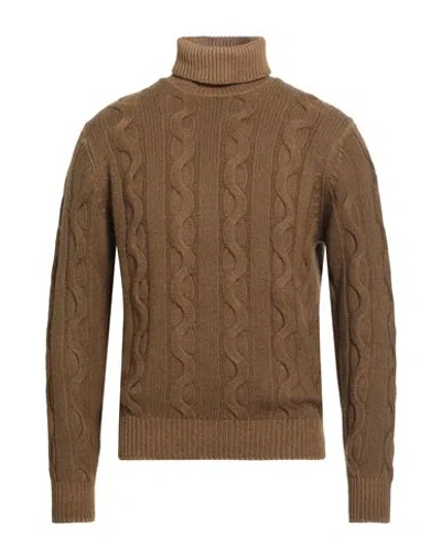 Filippo De Laurentiis Man Turtleneck Camel Size 44 Merino Wool, Silk, Cashmere In Sand