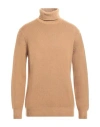 Filippo De Laurentiis Man Turtleneck Camel Size 44 Merino Wool, Silk, Cashmere In Beige