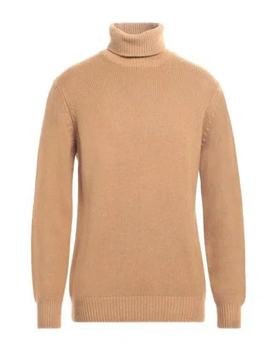 Filippo De Laurentiis Man Turtleneck Camel Size 44 Merino Wool, Silk, Cashmere In Beige