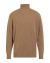 Filippo De Laurentiis Man Turtleneck Camel Size 46 Cashmere, Silk, Polyester In Sand
