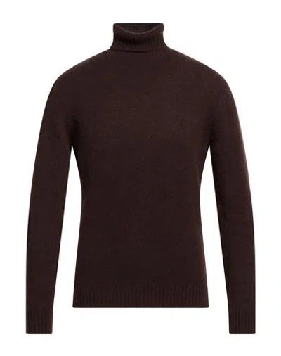 Filippo De Laurentiis Man Turtleneck Dark Brown Size 40 Cashmere, Silk, Polyester In Burgundy