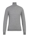 Filippo De Laurentiis Man Turtleneck Grey Size 36 Super 140s Wool, Silk, Cashmere