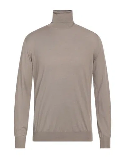 Filippo De Laurentiis Man Turtleneck Khaki Size 40 Super 140s Wool, Silk, Cashmere In Gray