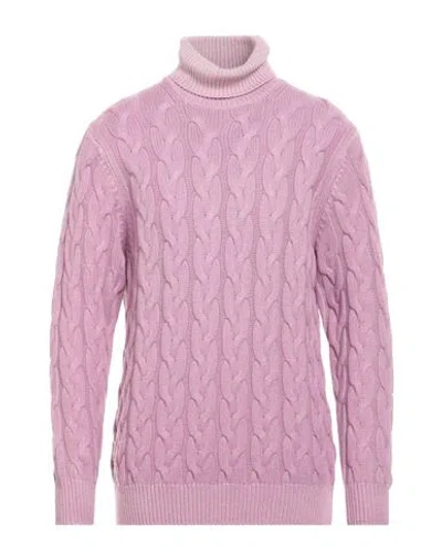 Filippo De Laurentiis Man Turtleneck Lilac Size 42 Merino Wool, Silk, Cashmere In Purple
