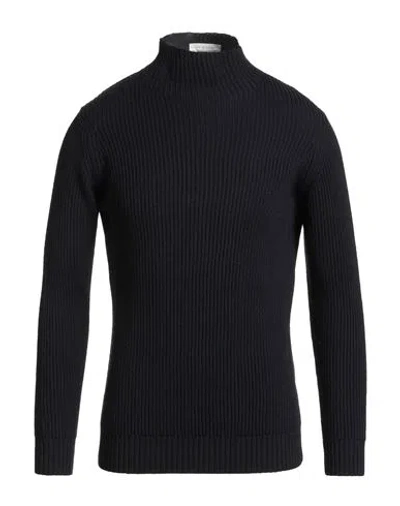 Filippo De Laurentiis Man Turtleneck Midnight Blue Size 42 Merino Wool In Black