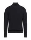 Filippo De Laurentiis Man Turtleneck Midnight Blue Size 44 Merino Wool In Black