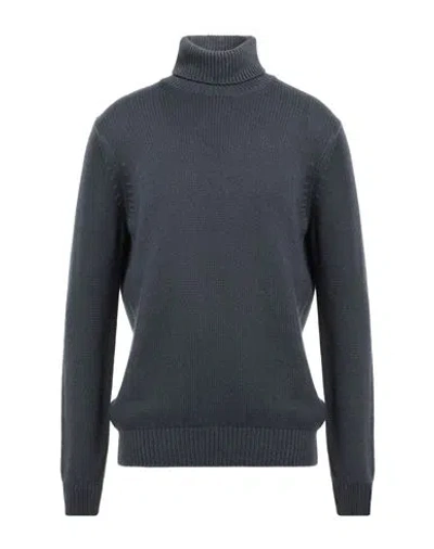 Filippo De Laurentiis Man Turtleneck Midnight Blue Size 44 Merino Wool, Silk, Cashmere In Gray