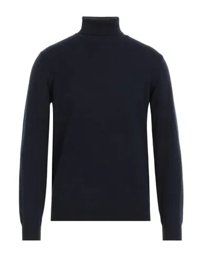 Filippo De Laurentiis Man Turtleneck Midnight Blue Size 36 Merino Wool, Silk, Cashmere In Blue
