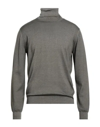 Filippo De Laurentiis Man Turtleneck Military Green Size 40 Merino Wool In Gray