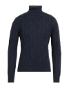 Filippo De Laurentiis Man Turtleneck Navy Blue Size 42 Merino Wool, Silk, Cashmere In Navy Blue