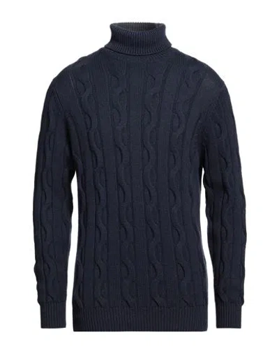 Filippo De Laurentiis Man Turtleneck Navy Blue Size 42 Merino Wool, Silk, Cashmere In Black
