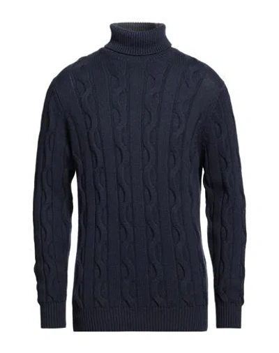 Filippo De Laurentiis Man Turtleneck Navy Blue Size 42 Merino Wool, Silk, Cashmere In Navy Blue