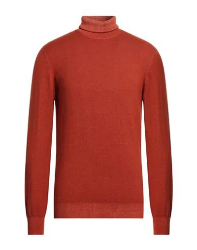 Filippo De Laurentiis Man Turtleneck Orange Size 46 Merino Wool, Silk, Cashmere