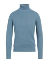 Filippo De Laurentiis Man Turtleneck Pastel Blue Size 42 Merino Wool, Silk, Cashmere