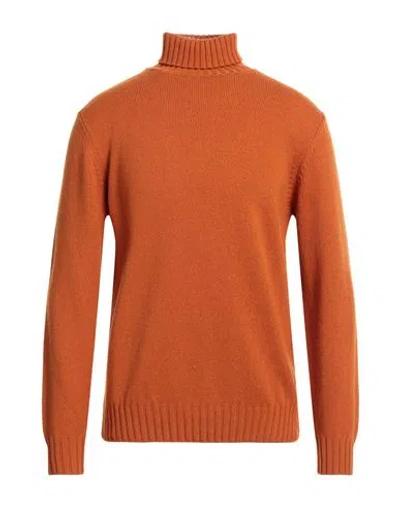Filippo De Laurentiis Man Turtleneck Rust Size 38 Cashmere In Red
