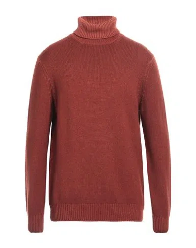 Filippo De Laurentiis Man Turtleneck Rust Size 44 Merino Wool, Silk, Cashmere In Red