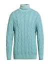 Filippo De Laurentiis Man Turtleneck Sky Blue Size 44 Merino Wool, Silk, Cashmere