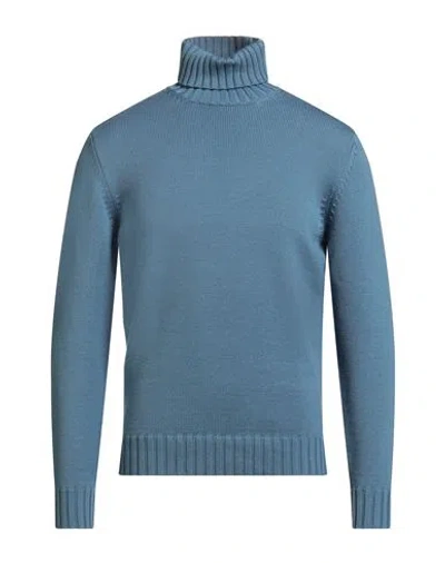 Filippo De Laurentiis Man Turtleneck Slate Blue Size 38 Merino Wool