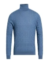 Filippo De Laurentiis Man Turtleneck Slate Blue Size 40 Cashmere, Silk