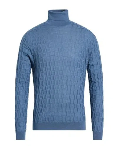 Filippo De Laurentiis Man Turtleneck Slate Blue Size 40 Cashmere, Silk