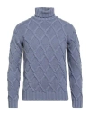 Filippo De Laurentiis Man Turtleneck Slate Blue Size 40 Virgin Wool