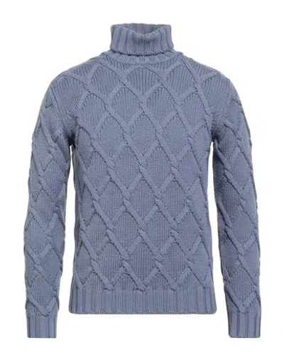 Filippo De Laurentiis Man Turtleneck Slate Blue Size 40 Virgin Wool