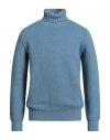 Filippo De Laurentiis Man Turtleneck Slate Blue Size 42 Merino Wool