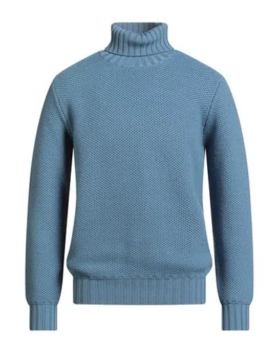 Filippo De Laurentiis Man Turtleneck Slate Blue Size 42 Merino Wool