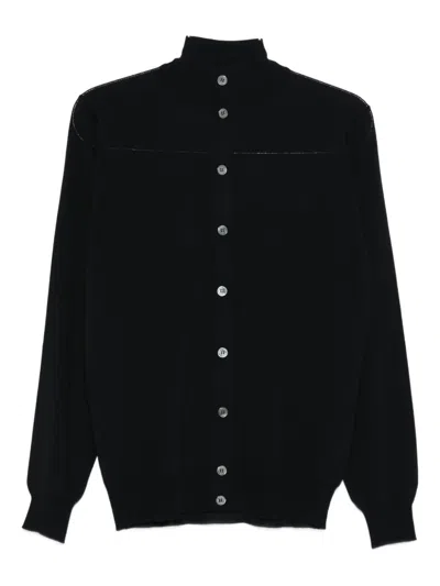 Filippo De Laurentiis Merino Wool Cardigan In Blue