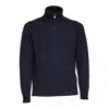 Filippo De Laurentiis Merino Wool Half-zip Knitwear With Ribbed Details In Blue