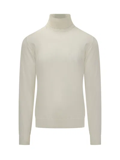 Filippo De Laurentiis Merino Wool Turtleneck Sweater M/l In White
