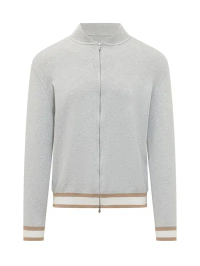 Filippo De Laurentiis Mini Bomber Zip Jacket For Spring/summer 2026 In Ciottolo-paglia-bianco