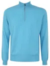 Filippo De Laurentiis Wool Cashmere Long Sleeves Half Zipped Sweater In Blue