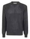 Filippo De Laurentiis Open-knit Crew-neck Sweater In Black