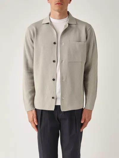 Filippo De Laurentiis Overshirt In Maglia M/l In Crepe Cotton Blazer In Gray