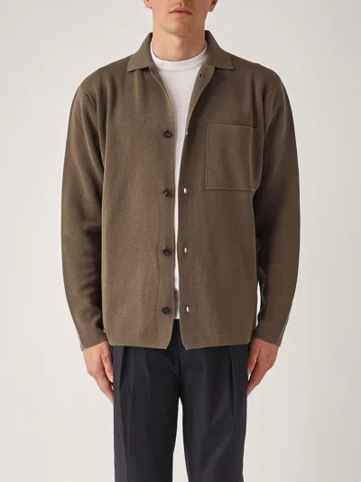 Filippo De Laurentiis Overshirt In Maglia M/l In Crepe Cotton Blazer In Green