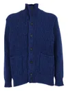 Filippo De Laurentiis Pocket Button Cardigan In Blue