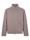 Michael Kors Double Breasted Zip Mock Collar Jacket In Neutral