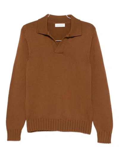Filippo De Laurentiis Polo-collar Wool Sweater In Brown