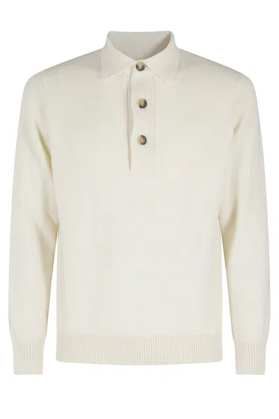 Filippo De Laurentiis Polo Manica Lunga Cashmere In White