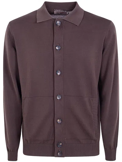 Filippo De Laurentiis Polo Neck Long Sleeves Cardigan In Brown