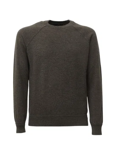 Filippo De Laurentiis Raglan-sleeve Crew-neck Fine-knit Sweater In Brown