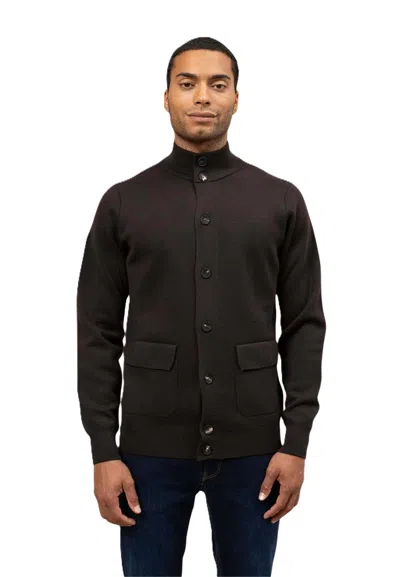 Filippo De Laurentiis Refined Cardigan With High Collar In Brown