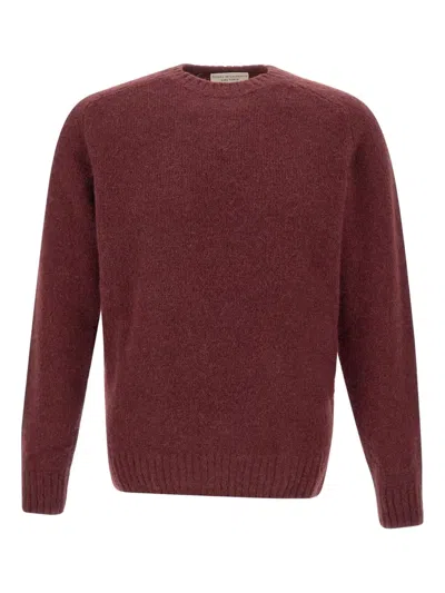 Filippo De Laurentiis Ribbed Crew-neck Sweater In Burgundy