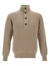 Filippo De Laurentiis Ribbed High-neck Button Sweater In Neutral