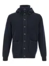 Filippo De Laurentiis Ribbed Hooded Cardigan In Blue