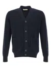 Filippo De Laurentiis Ribbed Horn-button Cardigan In Blue
