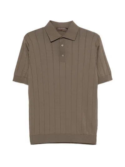 Filippo De Laurentiis Ribbed Polo Shirt In Brown
