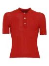 Filippo De Laurentiis Ribbed Polo Top In Red