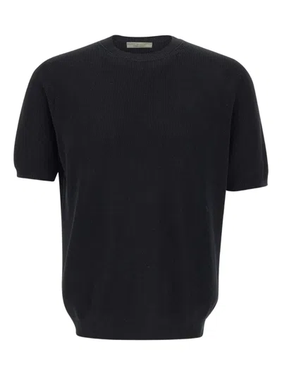 Filippo De Laurentiis Ribbed Short-sleeve T-shirt In Black